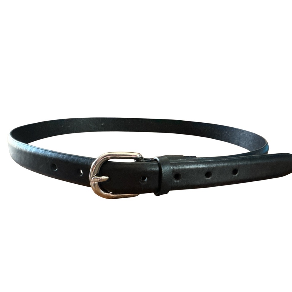 Black Leather Belt with Silver Buckle
